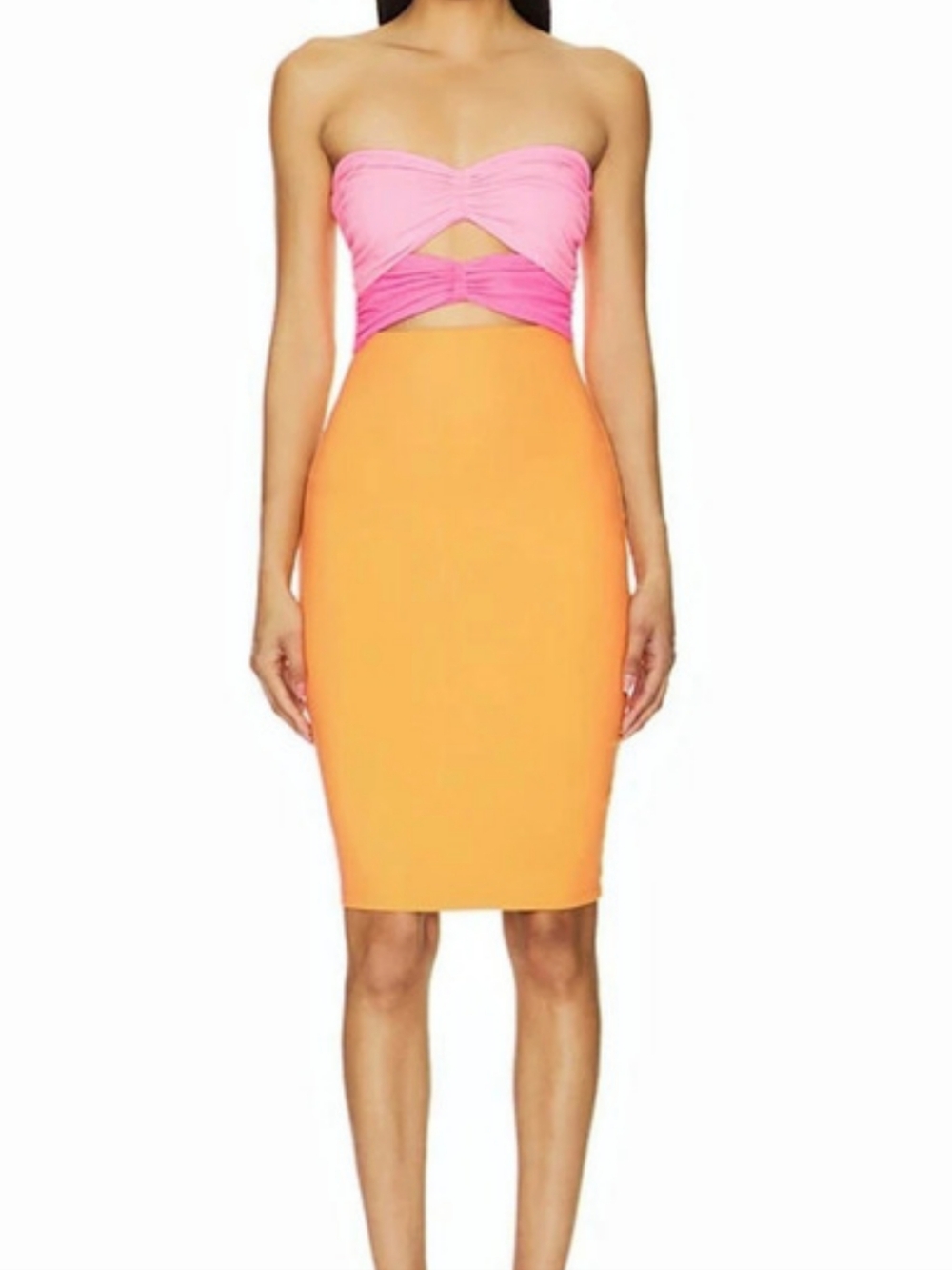 Susana Monaco Cut Out Mini Dress Cabo in Pink & Orange Size Medium NWT